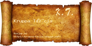 Kruppa Tácia névjegykártya